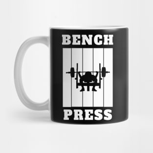 White Black Illustrated Bench Press Mug